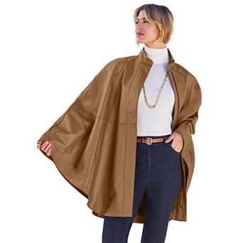 Jessica London Women's Plus Size Leather Poncho