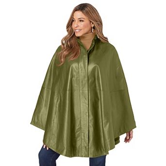 Jessica London Women's Plus Size Leather Poncho
