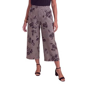 Jessica London Women's Plus Size Stretch Knit Wide Leg Crop Pant