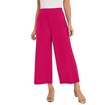 Jessica London Women's Plus Size Stretch Knit Wide Leg Crop Pant