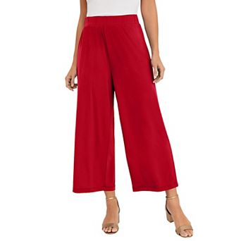 Jessica London Women's Plus Size Stretch Knit Wide Leg Crop Pant