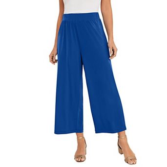 Jessica London Women's Plus Size Stretch Knit Wide Leg Crop Pant