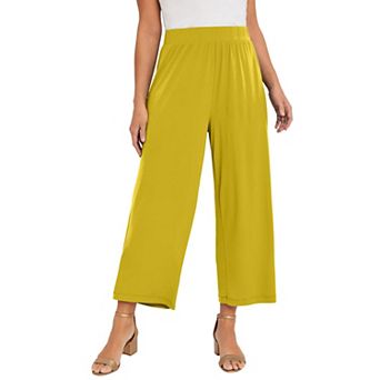 Jessica London Women's Plus Size Stretch Knit Wide Leg Crop Pant