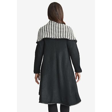 Jessica London Women's Plus Size Faux Leather-Trim Sweater