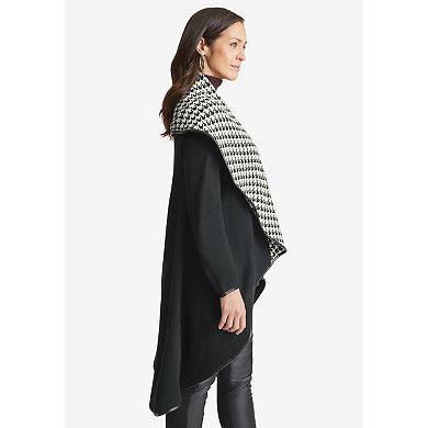 Jessica London Women's Plus Size Faux Leather-Trim Sweater