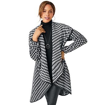 Jessica London Women's Plus Size Faux Leather-Trim Sweater