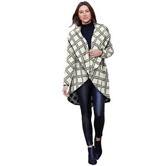 Jessica London Women's Plus Size Faux Leather-Trim Sweater