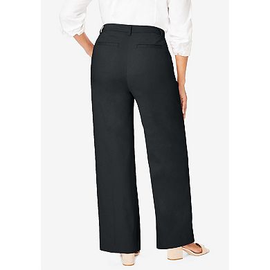 Jessica London Women's Plus Size Stretch Cotton Chino Wide-Leg Trouser