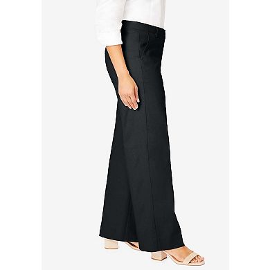 Jessica London Women's Plus Size Stretch Cotton Chino Wide-Leg Trouser