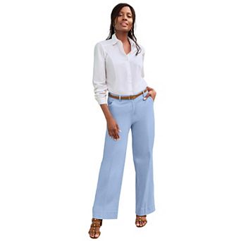 Jessica London Women's Plus Size Stretch Cotton Chino Wide-Leg Trouser