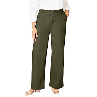 Jessica London Women's Plus Size Stretch Cotton Chino Wide-Leg Trouser
