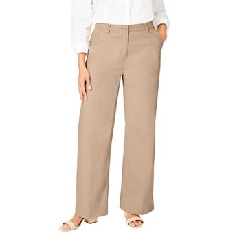 Jessica London Women's Plus Size Stretch Cotton Chino Wide-Leg Trouser