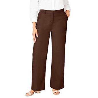 Jessica London Women's Plus Size Stretch Cotton Chino Wide-Leg Trouser