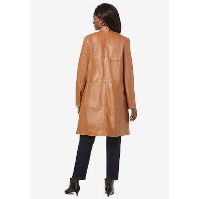Jessica London Leather Swing Coat in Black at Nordstrom, Size 20