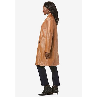 Jessica London Women's Plus Size Leather Swing Coat