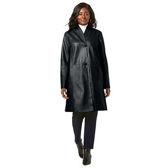 Jessica London Women's Plus Size Leather Swing Coat