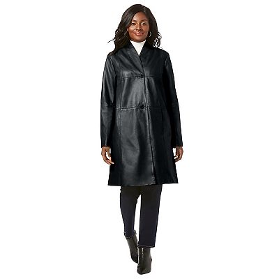 Women's plus size leather swing coats cheap