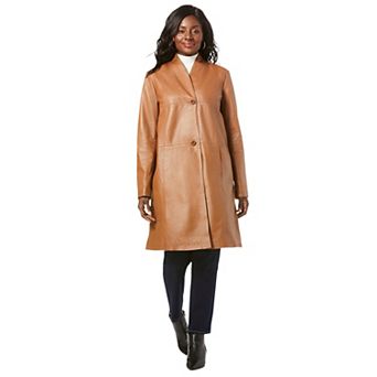 Jessica London Women's Plus Size Leather Swing Coat