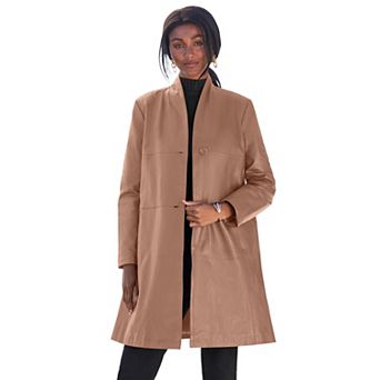Jessica London Women's Plus Size Leather Swing Coat