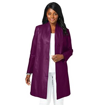 Jessica London Women's Plus Size Leather Swing Coat