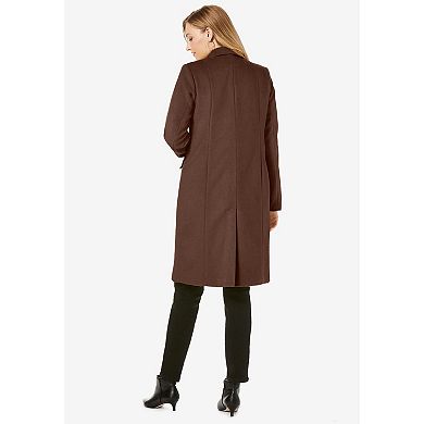 Jessica London Women's Plus Size Notch Collar Wool Coat