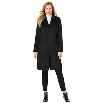Jessica London Women's Plus Size Notch Collar Wool Coat