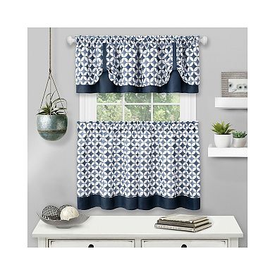 Kate Aurora Modern Geo 3 Pc Kitchen Curtain Tier and Valance Set