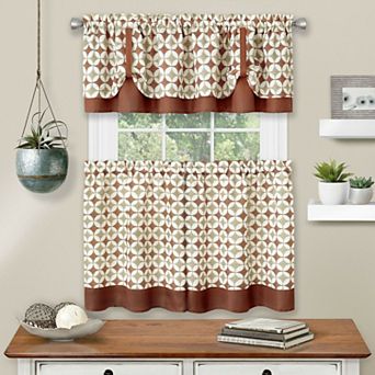 Kate Aurora Modern Geo 3 pc Kitchen Curtain Tier and Valance Set