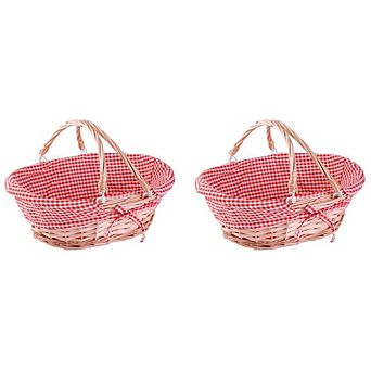 Set of 2 Wicker Picnic Basket with Drop - Down Handles - Perfect as Gift basket for all Occasions