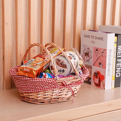 Set of 2 Wicker Picnic Basket with Drop - Down Handles - Perfect as Gift basket for all Occasions