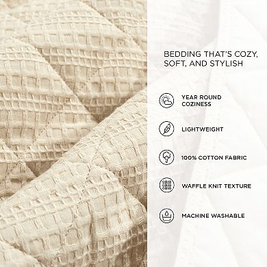 Lush Decor Haniya Solid Waffle Woven Cotton Textured Quilt Set