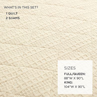 Lush Decor Haniya Solid Waffle Woven Cotton Textured Quilt Set
