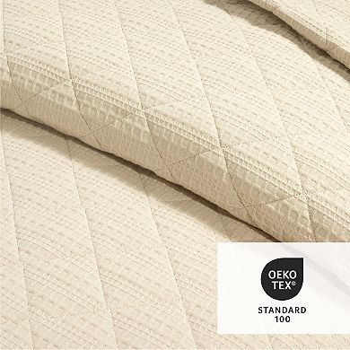 Lush Decor Haniya Solid Waffle Woven Cotton Textured Quilt Set