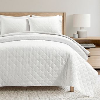 Lush Decor Haniya Solid Waffle Woven Cotton Textured Quilt Set