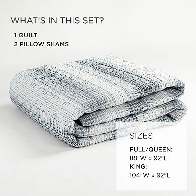 Lush Decor Yarn Dyed Textured Stripe Waffle Quilt Set