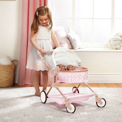 Battat LullaBaby Double Doll Stroller Pink Carriage