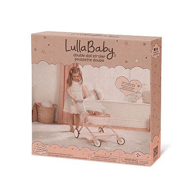 Battat LullaBaby Double Doll Stroller Pink Carriage