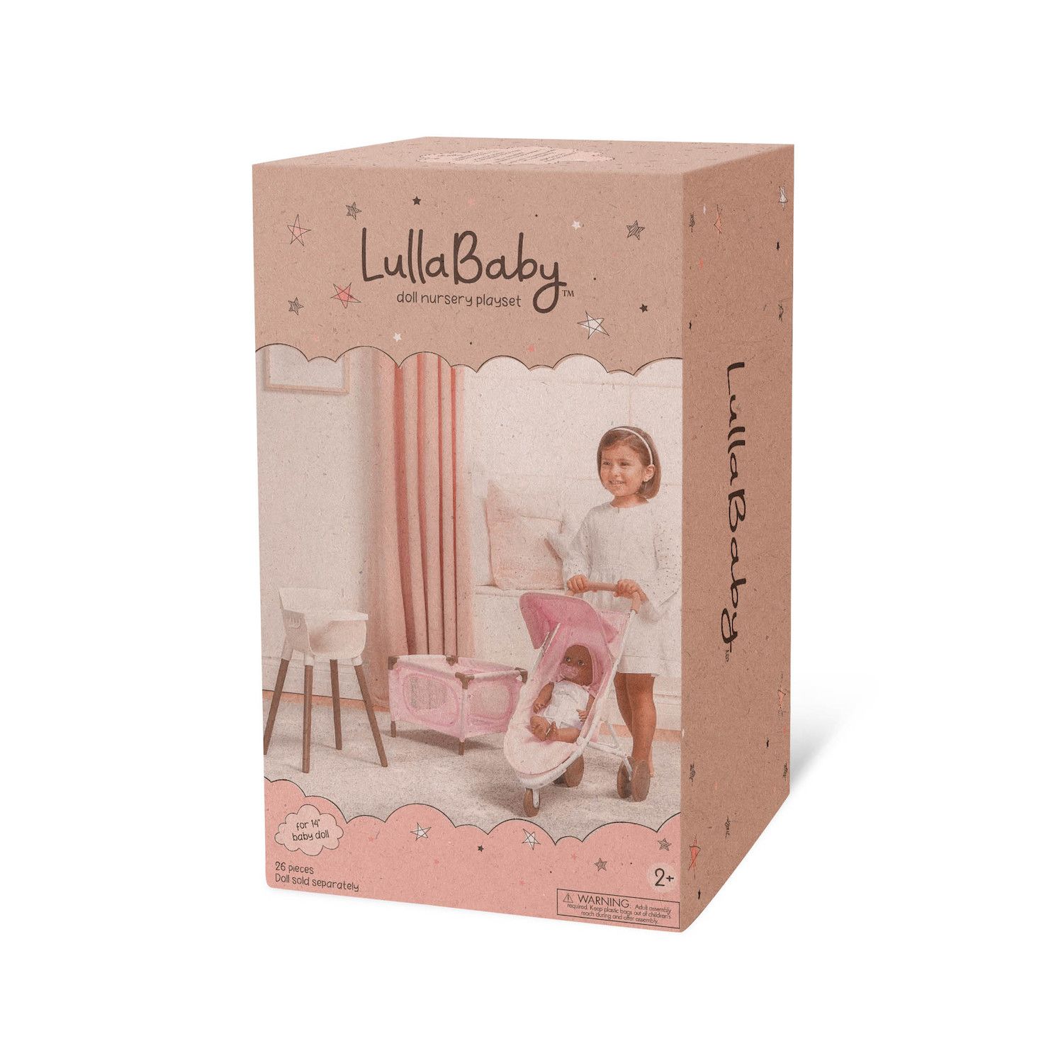 LullaBaby Doll Bassinet - Rocking White Bassinet For 14" Baby Dolls, Pretend Play For Ages 2+