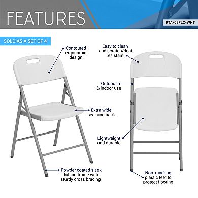 Techni Home 4-pc. Granite White Folding Chairs Set