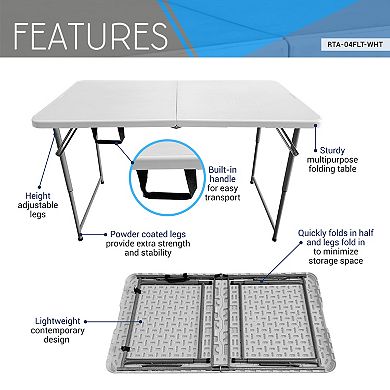 Techni Home 4-ft. Granite White Adjustable Height Folding Table