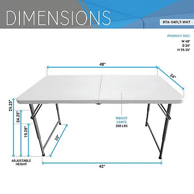 Techni Home 4-ft. Granite White Adjustable Height Folding Table