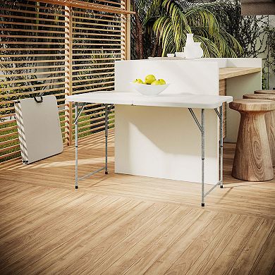 Techni Home 4-ft. Granite White Adjustable Height Folding Table