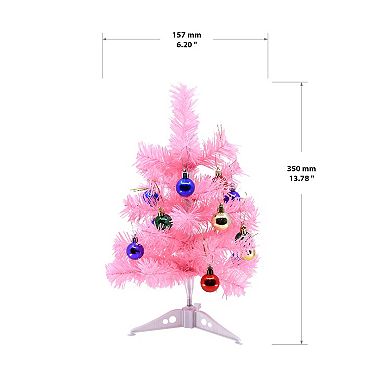 Tabletop Pink Artificial Christmas Tree With Ornaments