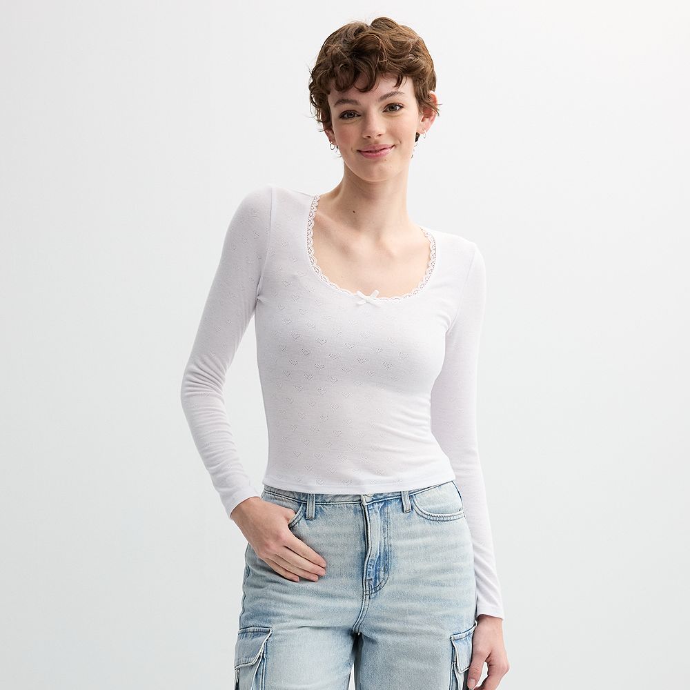 Avery Pointelle Long Sleeve Top - Cherry Print