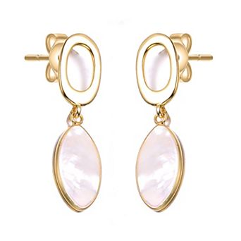14k Gold over Sterling Silver Freshwater Simulated Pearl Drop Earrings
