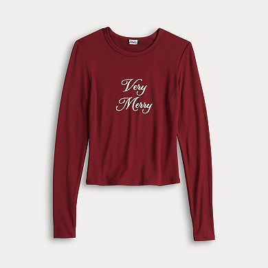 Juniors' Harper & Ivy Long Sleeve Baby Tee