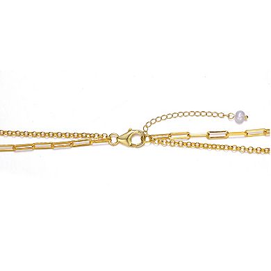 14k Gold Over Silver Freshwater Cultured Pearl Layered Necklace