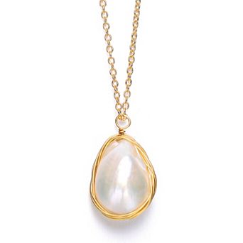 14k Gold Over Silver Freshwater Cultured Pearl Necklace
