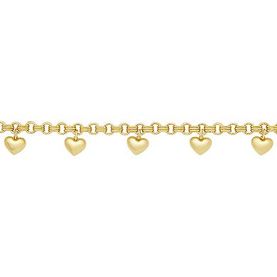 Brilliance Silver Tone Heart Station Charms Bracelet