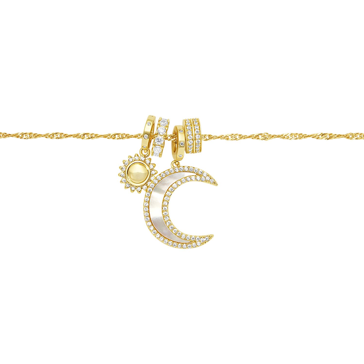 Foyjoey Dainty Gold Crescent Moon & Horseshoe Necklace - 18K Gold Plated Stainless Steel Minimalist Pendant